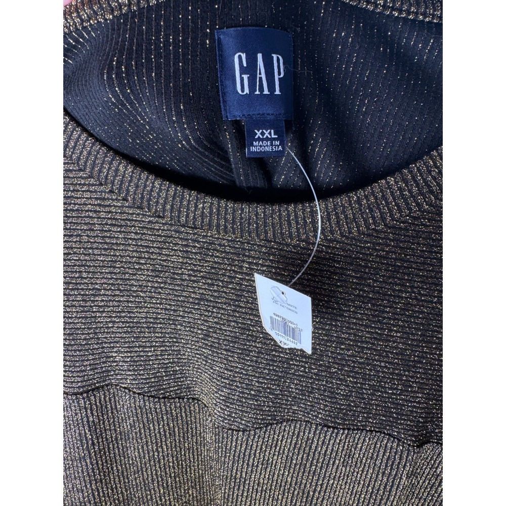 Gap Metallic Gold Lurex Knit Sweater Dress Long Sleeve Midi Black XXL NWT - Picture 5 of 10